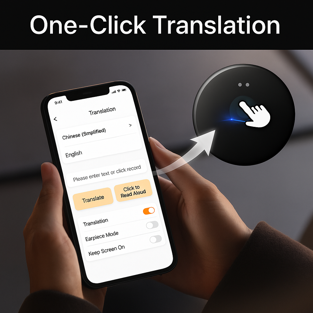 Modernes KI-Übersetzungs-Gadget für mobile Echtzeit-Übersetzung, optimiert für Business und Lernen.