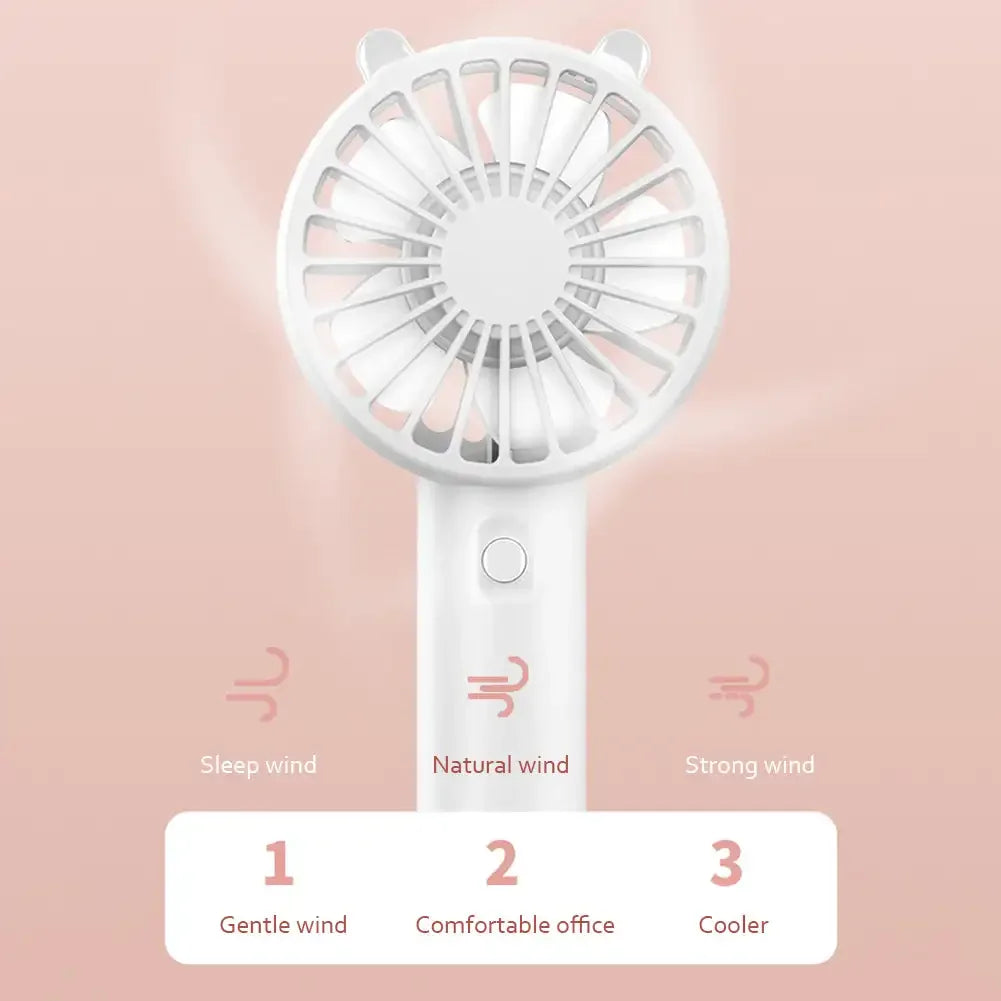 Ergonomischer Veyra Mini-Ventilator, USB-aufladbar, bietet angenehme Frische an heißen Sommertagen.