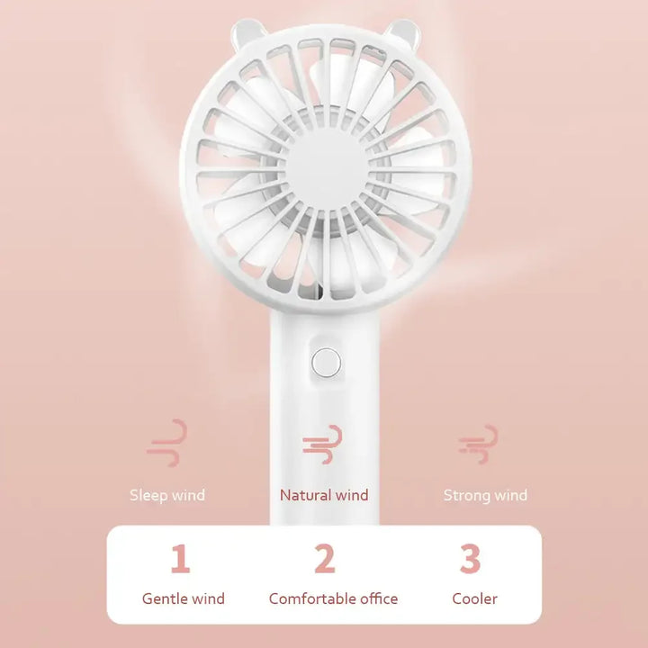 Ergonomischer Veyra Mini-Ventilator, USB-aufladbar, bietet angenehme Frische an heißen Sommertagen.