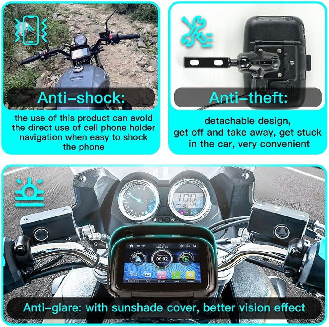 RideMate Motorrad Monitor, wasserdichtes Zubehör mit 12,7 cm IPS-Display und GPS für sicheres Fahren.