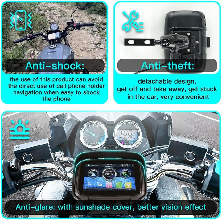 RideMate Motorrad Monitor, wasserdichtes Zubehör mit 12,7 cm IPS-Display und GPS für sicheres Fahren.