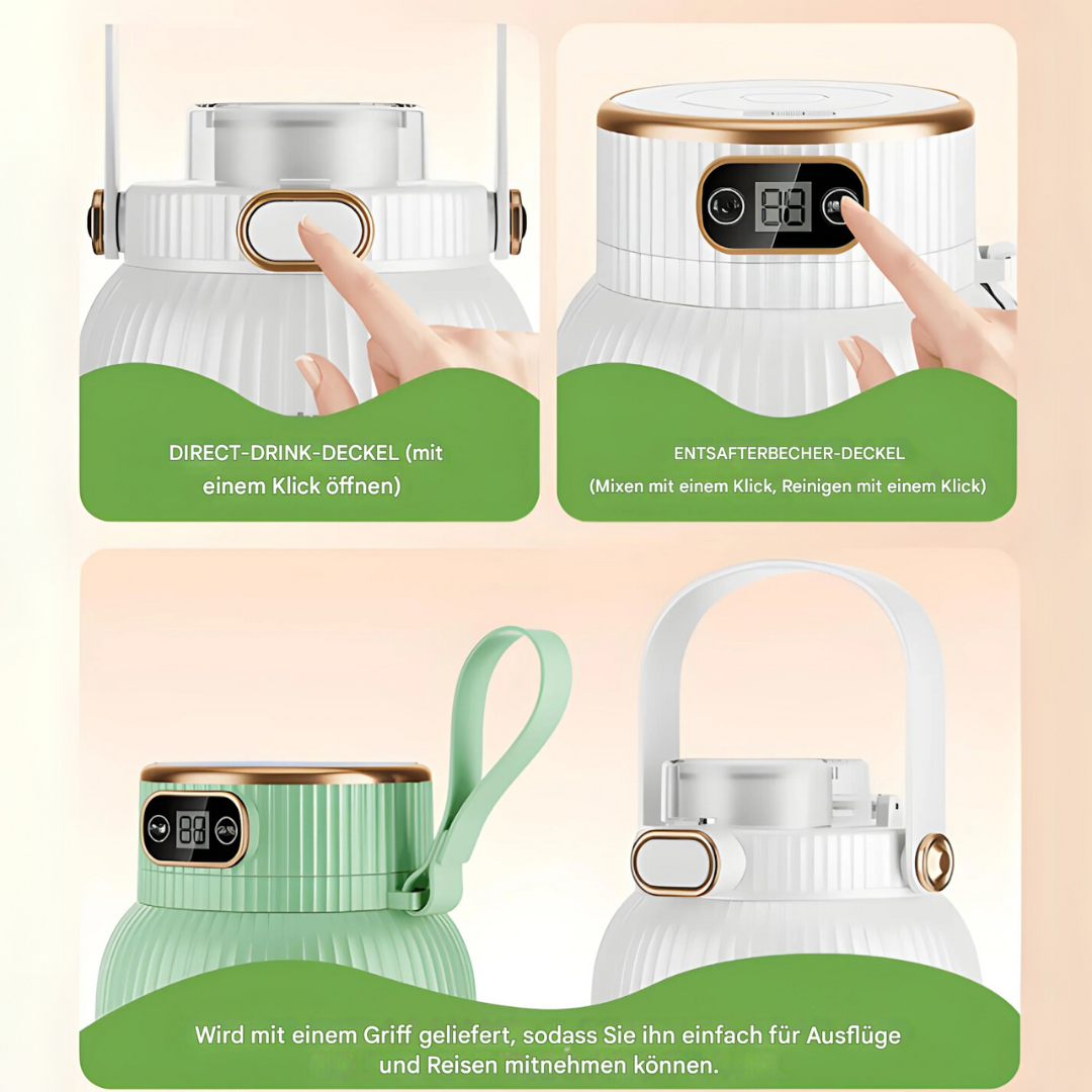 Leistungsstarker Reise-Mixer für frische Säfte, Proteineshakes & Detox-Drinks. Deine gesunde Ernährung to go.