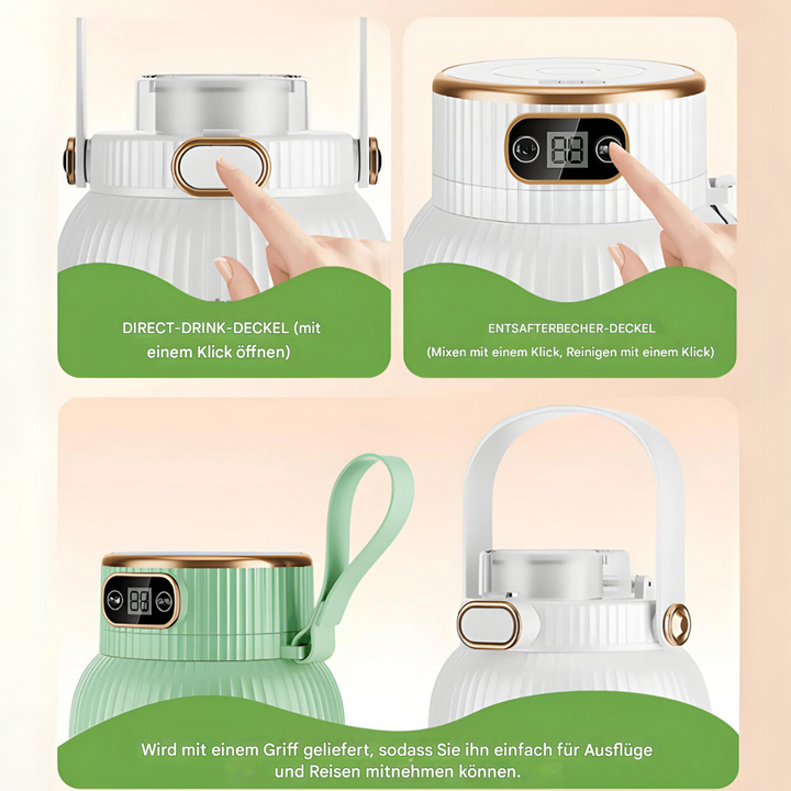 Leistungsstarker Reise-Mixer für frische Säfte, Proteineshakes & Detox-Drinks. Deine gesunde Ernährung to go.