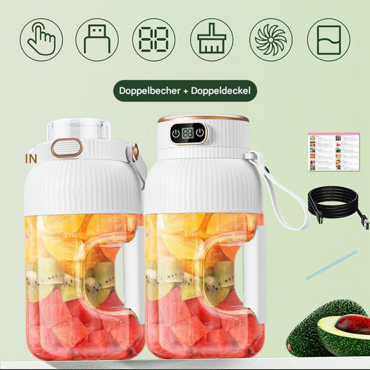 Vielseitiger tragbarer Mixer für Smoothies, Säfte, Shakes & Detox-Getränke. Dein gesunder Begleiter überall.