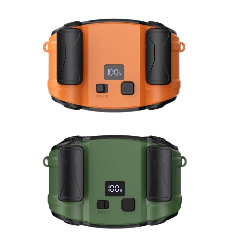 Tragbarer Nacken- & Taillenventilator WindMate für Outdoor-Kühlung, freihändig nutzbar bei Sport & Reise.
