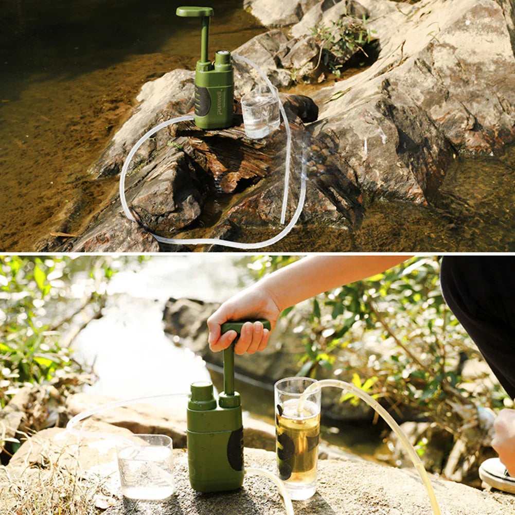 Robuster Wasserfilter als Notfallausrüstung, ideal für Camping, Wandern, Outdoor & Abenteuer.