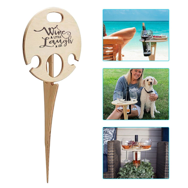Eleganter, tragbarer Holzweintisch für Outdoor-Aktivitäten. Kompakter Klapptisch für Weinliebhaber, ideal für Garten & Camping.