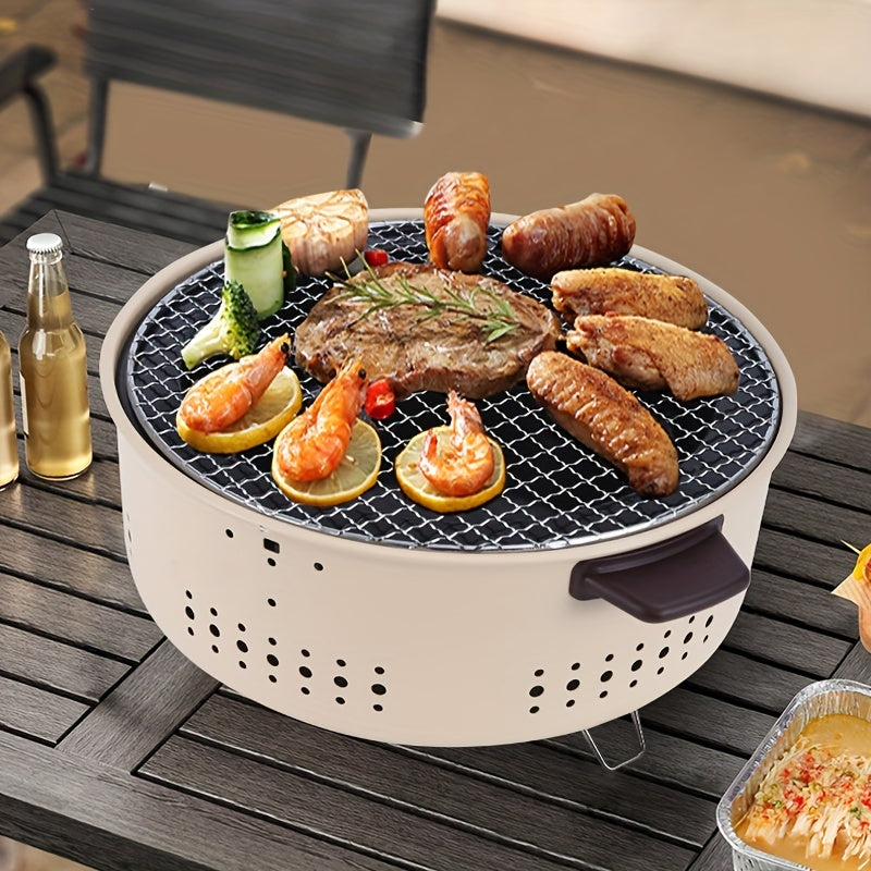 Tragbarer rauchfreier Elektrogrill für Garten, Balkon & Camping. Kompakt, perfekt für Outdoor-Grillen ohne Rauch.