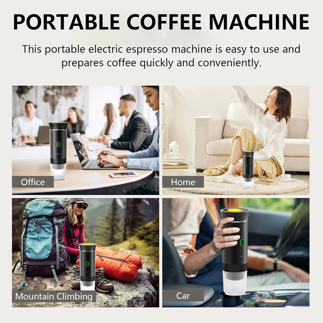 Kompakter Raverno Espresso-Kaffeebereiter für unterwegs, 3-in-1 Funktion & wiederaufladbarer Akku.