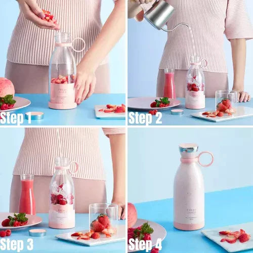 Kompakter Reise-Mixer mit USB-Ladefunktion für gesunde Ernährung. Ideal für Sportler und bewusste Menschen.