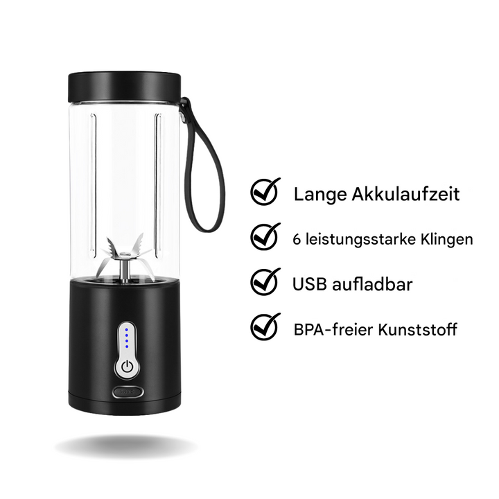 Kompakter BlendEase Pro tragbarer Smoothiemaker. Ideal für schnelle, gesunde Getränke zu Hause & unterwegs.