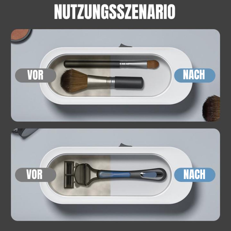 Brillenreiniger: Saubere Linsen und Rahmen für klare Sicht mit dem tragbaren Ultraschallreinigungsgerät.