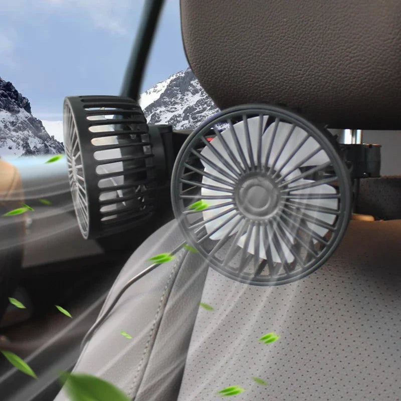 Kompakter USB Auto Ventilator zur Frischluftzirkulation im Fahrzeuginnenraum, 360° schwenkbar, 3 Stufen.