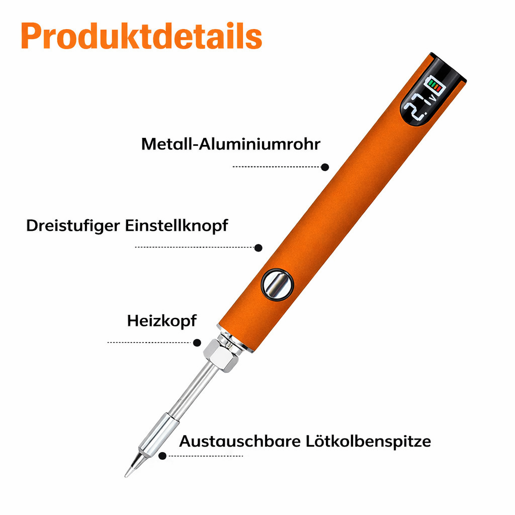 Benutzer beim Löten einer Platine mit dem tragbaren USB Lötkolben. Präzises Werkzeug für Reparaturen.