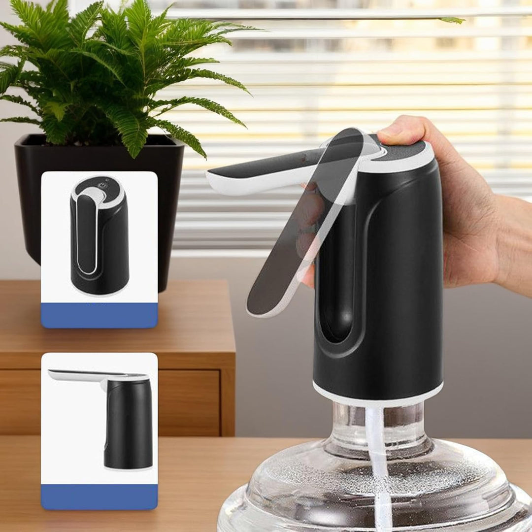 Set aus zwei tragbaren USB-Wasserspendern (schwarz & weiß); perfekt für die ganze Familie.