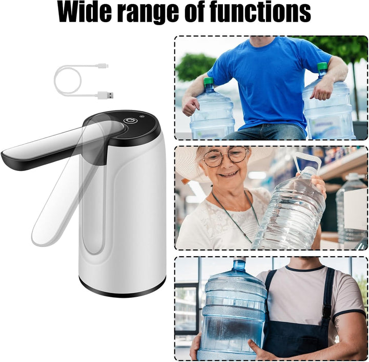 Kompakter weißer USB-Wasserspender; automatische Wasserabgabe für einfache, hygienische Nutzung.