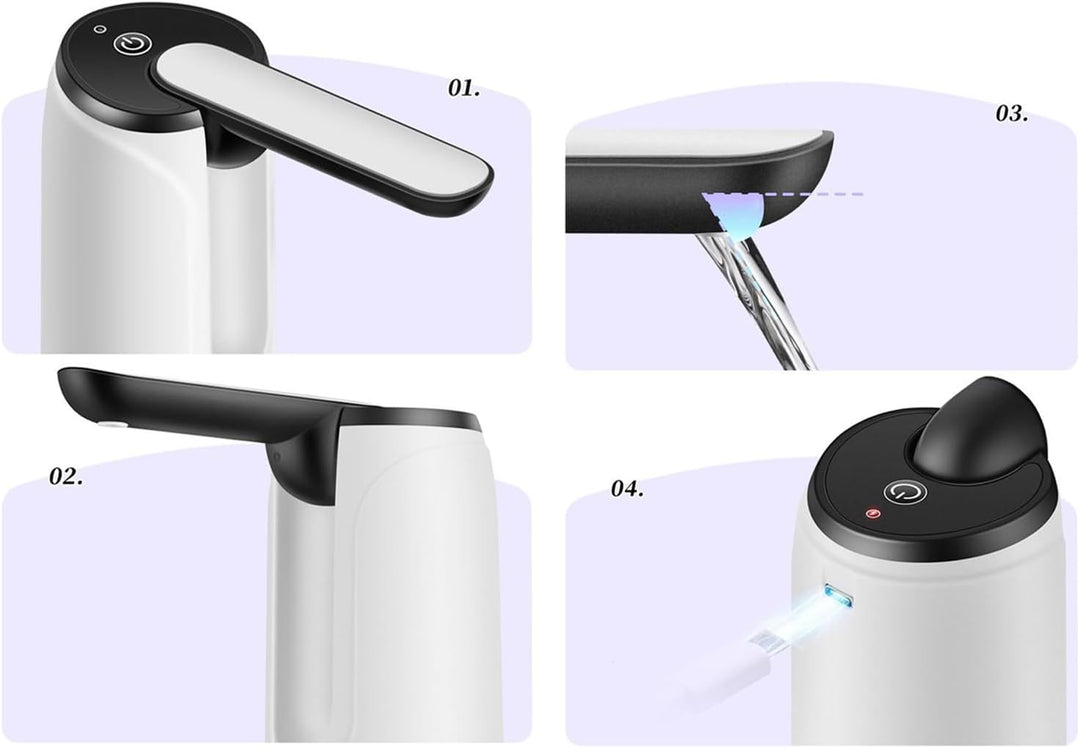 Praktischer, hygienischer USB-Wasserspender für Flaschen; einfache Hydration überall, jederzeit.