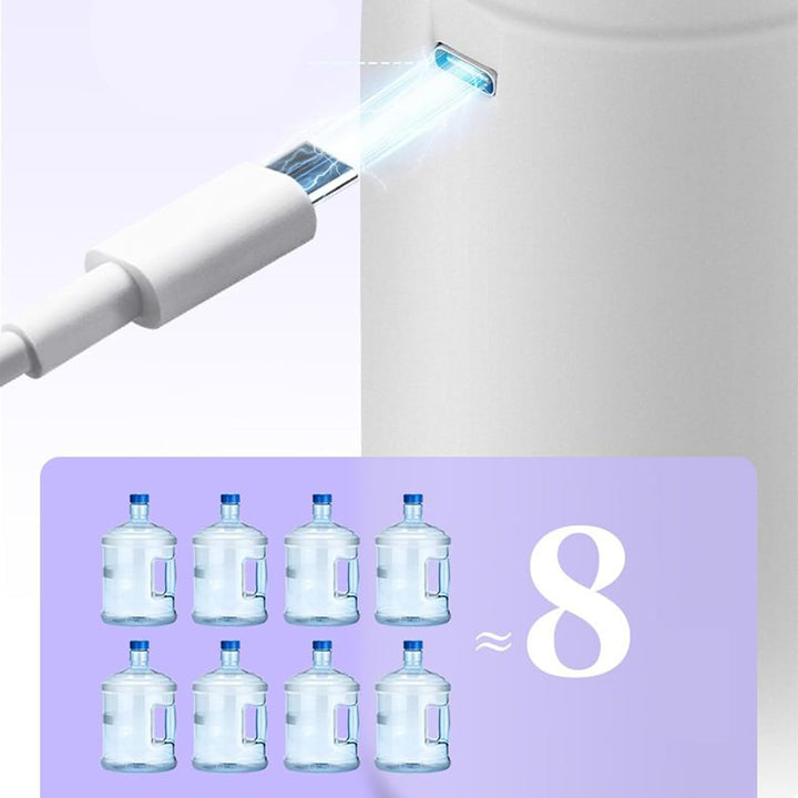 Moderner automatischer Wasserspender mit USB-Ladefunktion; ideal für Campingausflüge.