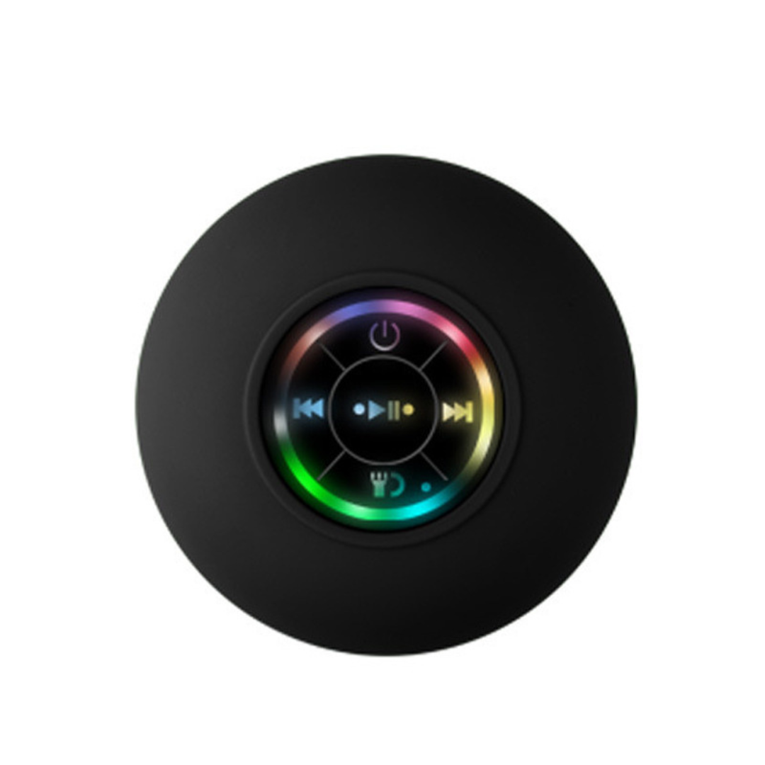 Befestigbarer Bluetooth Lautsprecher, wasserdicht, mit Saugnapf für Musik im Badezimmer oder am Strand.