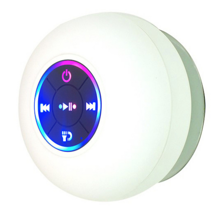 Kompakter wasserdichter Bluetooth Lautsprecher mit Saugnapf für Musik unter der Dusche oder am Pool.