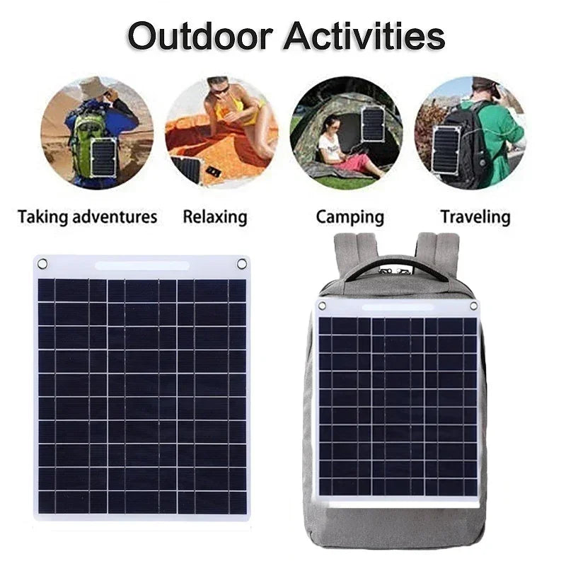 Autarkes 100W Solarpanel mit Dual USB, mobil & wasserdicht für zuverlässige Energieversorgung unterwegs.