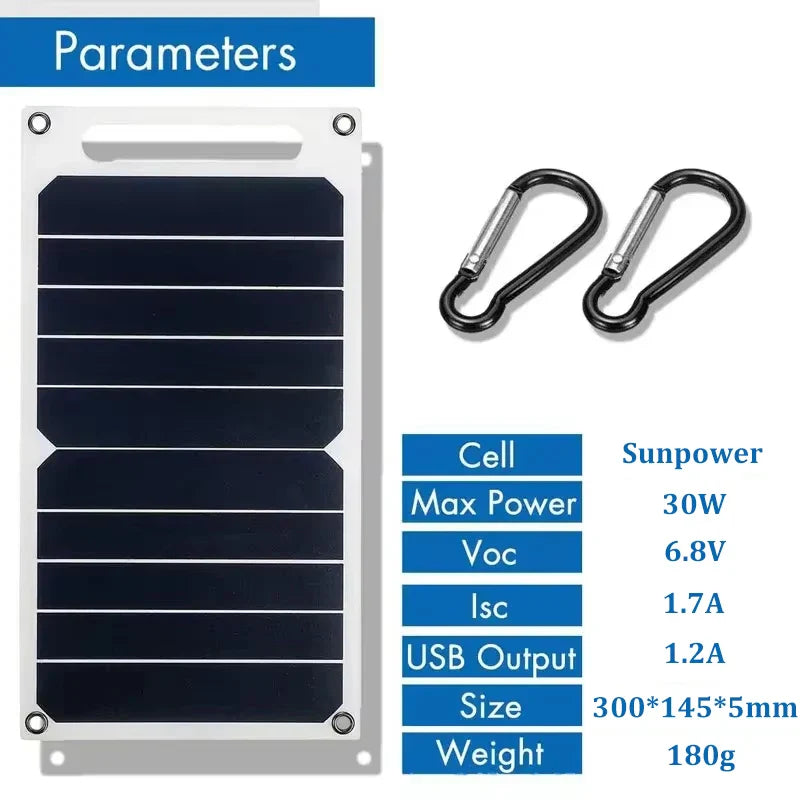 30W Solarpanel, ultraleicht & wasserdicht, liefert USB-Energie für Outdoor, Camping & Wandern.