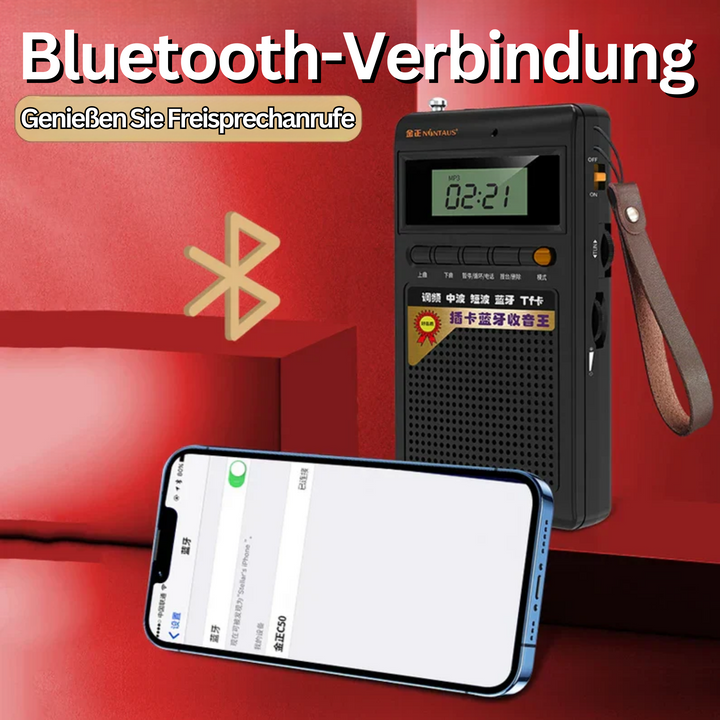 SoundPocket Mini: Digitales Reiseradio mit UKW/MW/KW, Bluetooth-Funktion & integriertem MP3-Player.
