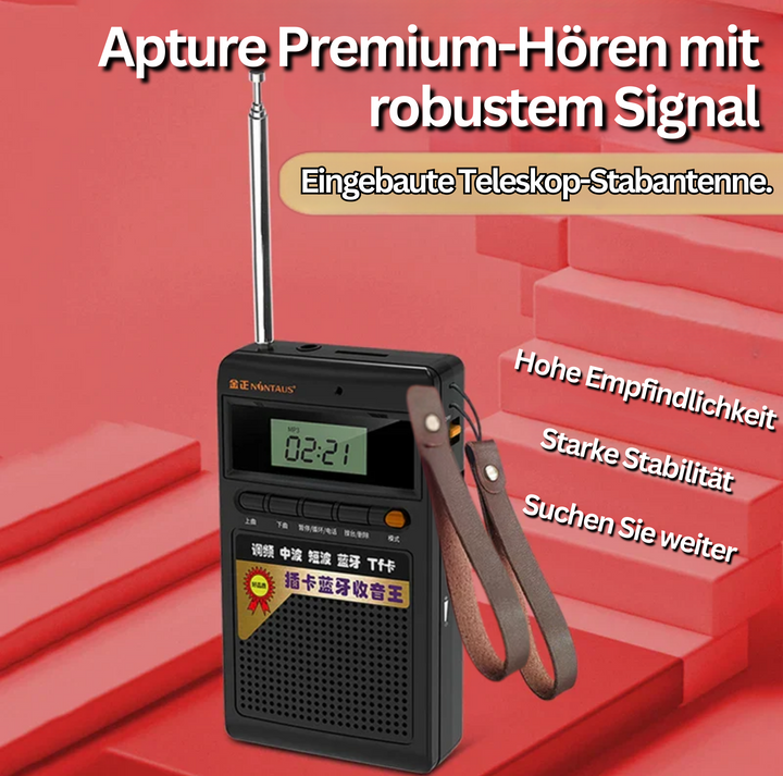 Kleines SoundPocket Mini Bluetooth-Radio mit MP3-Player, ideal für Hörgenuss überall.