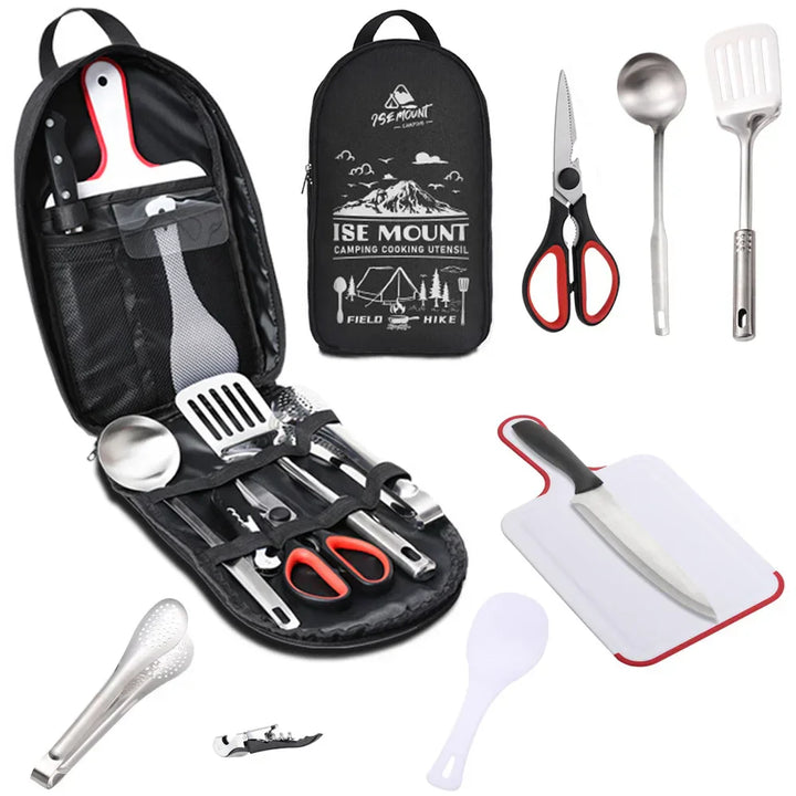 Tragbares CampMate Outdoor Kochset aus Edelstahl. Robustes Camping Kochgeschirr für Outdoor Kochen & Rucksackreisen.