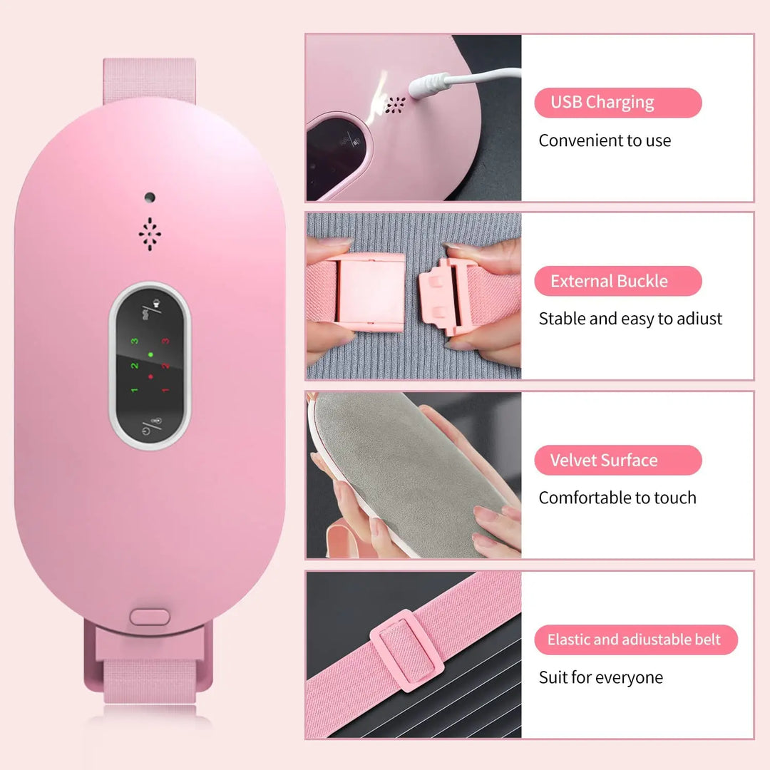 Innovatives tragbares Wärmekissen für Damen, lindert effektiv Bauchschmerzen und Krämpfe, fördert Selbstpflege.