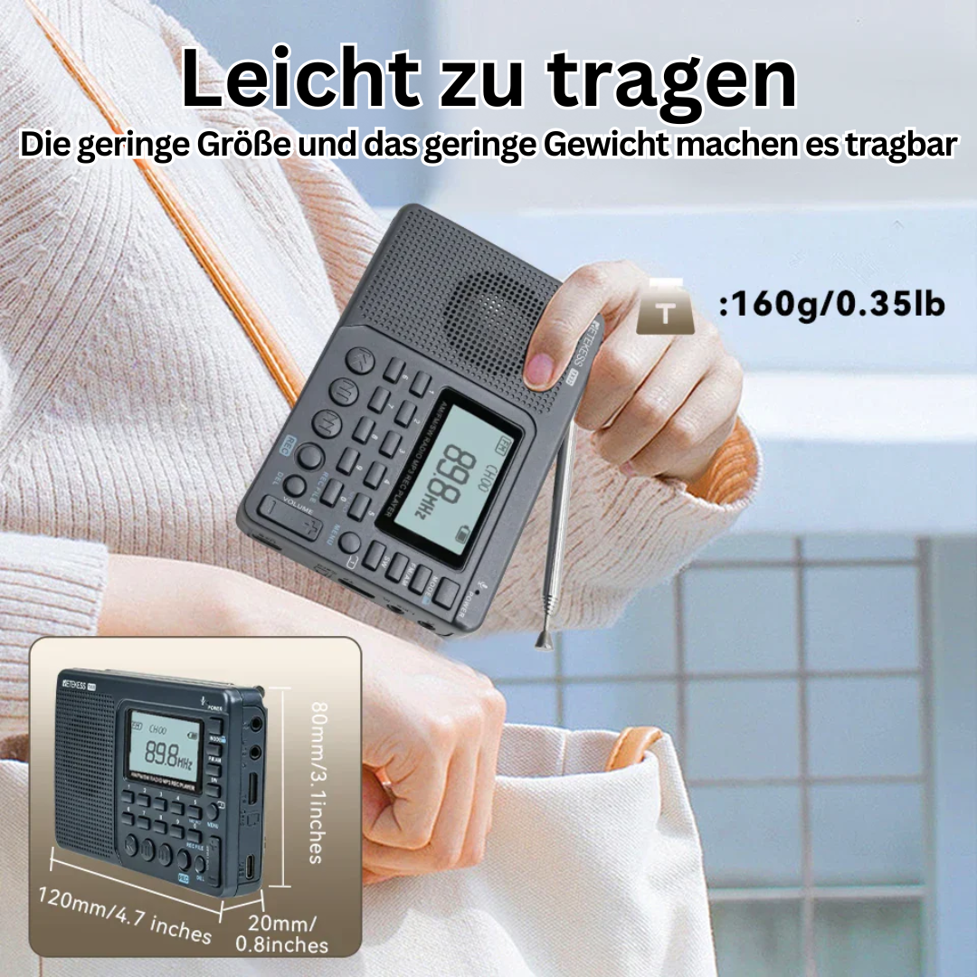 Modernes, tragbares Digitalradio mit praktischer USB-C Ladefunktion; wiederaufladbar für stundenlangen Hörgenuss.
