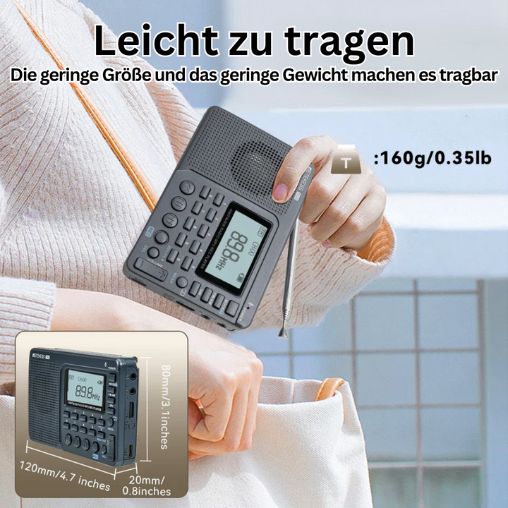 Modernes, tragbares Digitalradio mit praktischer USB-C Ladefunktion; wiederaufladbar für stundenlangen Hörgenuss.