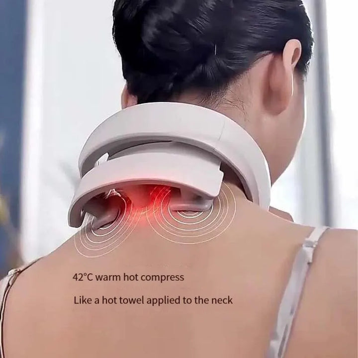 Tragbares Nackenmassagegerät zur Tiefenentspannung. Ideal gegen Nackenschmerzen mit Wärmetherapie.
