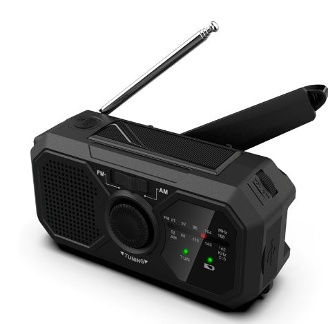 Kompaktes Survival Notfallradio mit AM/FM, Taschenlampe & Powerbank. Ideal für Camping & Notfallausrüstung.