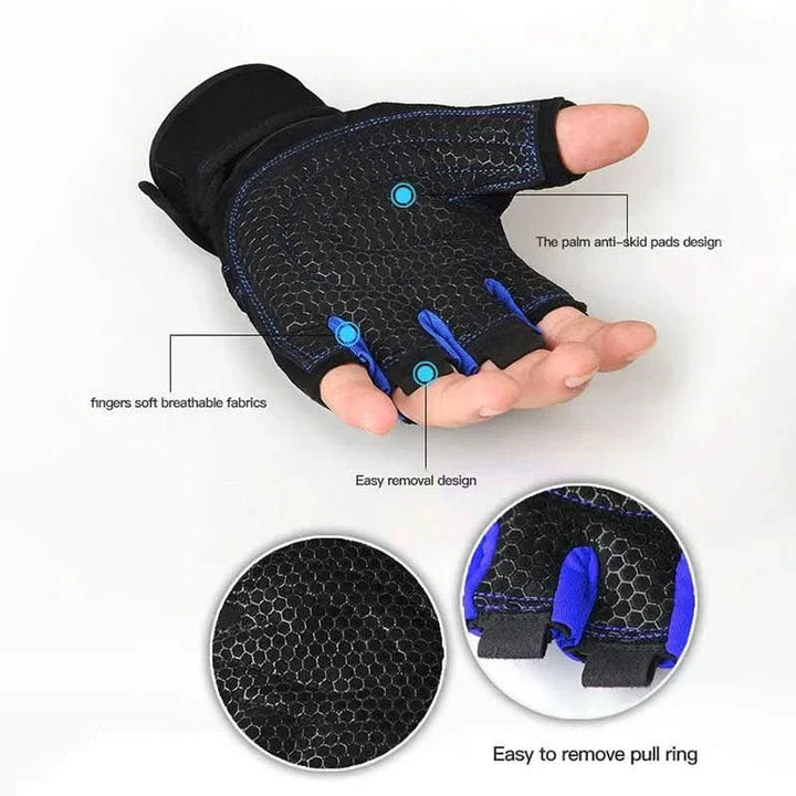 Trainingshandschuhe mit starkem Grip & Handgelenkstütze. Ideal für Fitness, Kraftsport, Radfahren & Workout. Schutz.