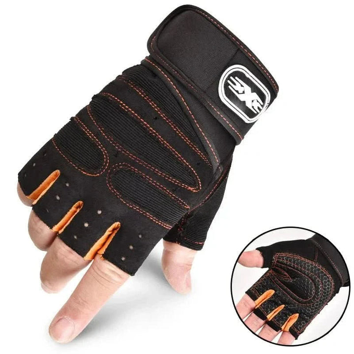 Rutschfeste Trainingshandschuhe mit Handgelenkstütze. Schockresistent, ideal für Fitness, Kraftsport & Workout.