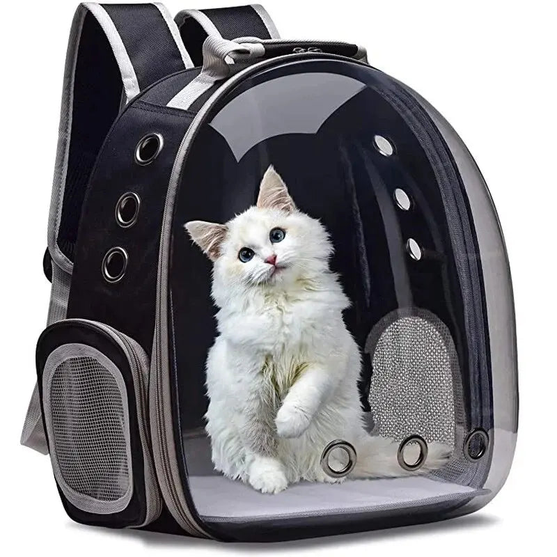 Transparente Haustier Tragetasche für Katzen & kleine Hunde; belüftet & sicher für Reisen & Ausflüge.