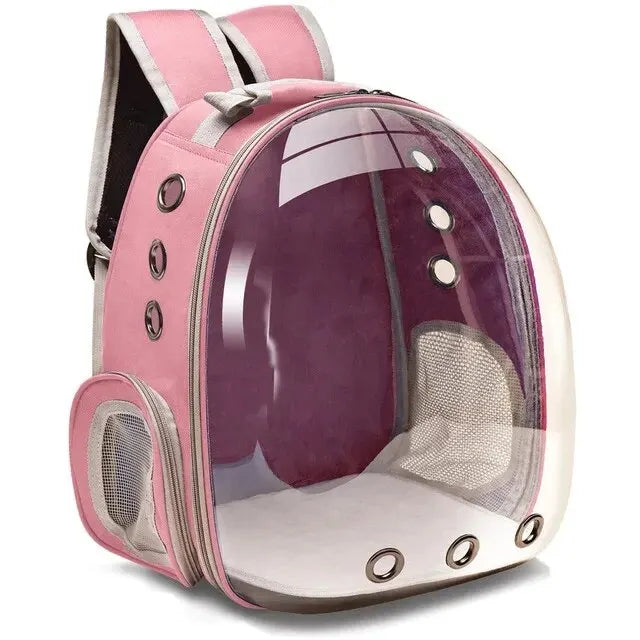 Robuste transparente Haustier Tragetasche für Katze & Hund; komfortabler, belüfteter Rucksack für jeden Transport.