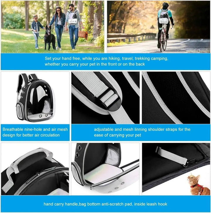 Transparente Haustier Tragetasche Rucksack für Katze & Hund; sichere, belüftete Tiertransportbox für kleine Tiere.