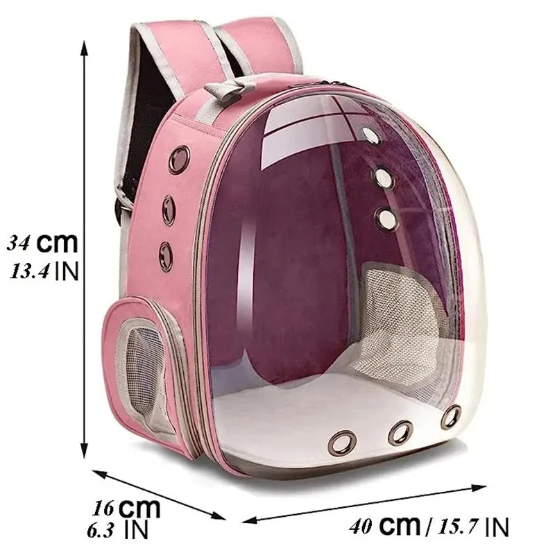Transparenter Rucksack Tiertransport für kleine Katzen & Hunde; belüftete Haustiertragetasche für sichere Reisen.