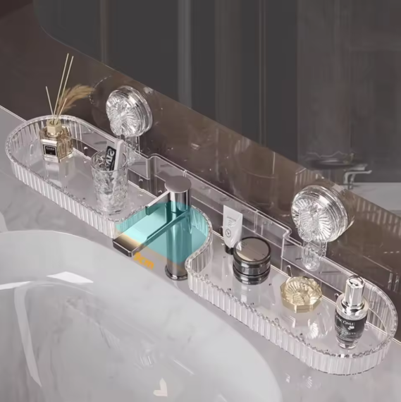 Ordnung im Badezimmer: Robuste Saugnapf Ablage schafft Stauraum am Waschbecken, bohrfrei & praktisch.