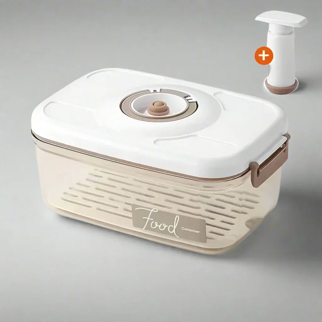 Hochwertiger, transparenter Vakuum-Vorratsbehälter mit Handpumpe für optimale Lebensmittelaufbewahrung & Aroma.