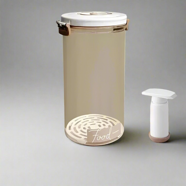 FreshLock Vakuumbehälter mit Handpumpe: Transparente Frischhaltedose für aromatische Speisen und Getränke.
