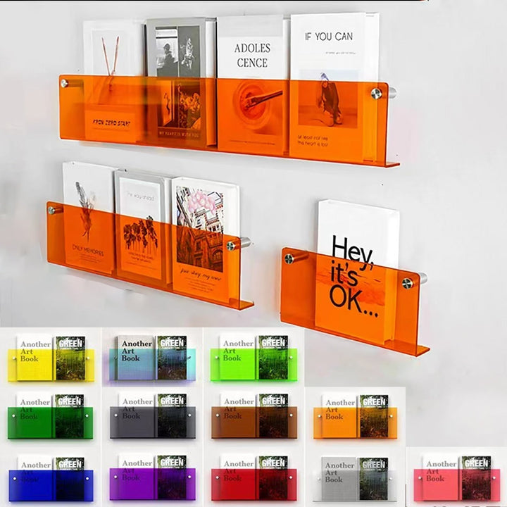 Eleganter Acryl Zeitschriftenhalter zur Wandmontage, perfekt für stilvolle Wohnzimmer- & Büro-Organisation.