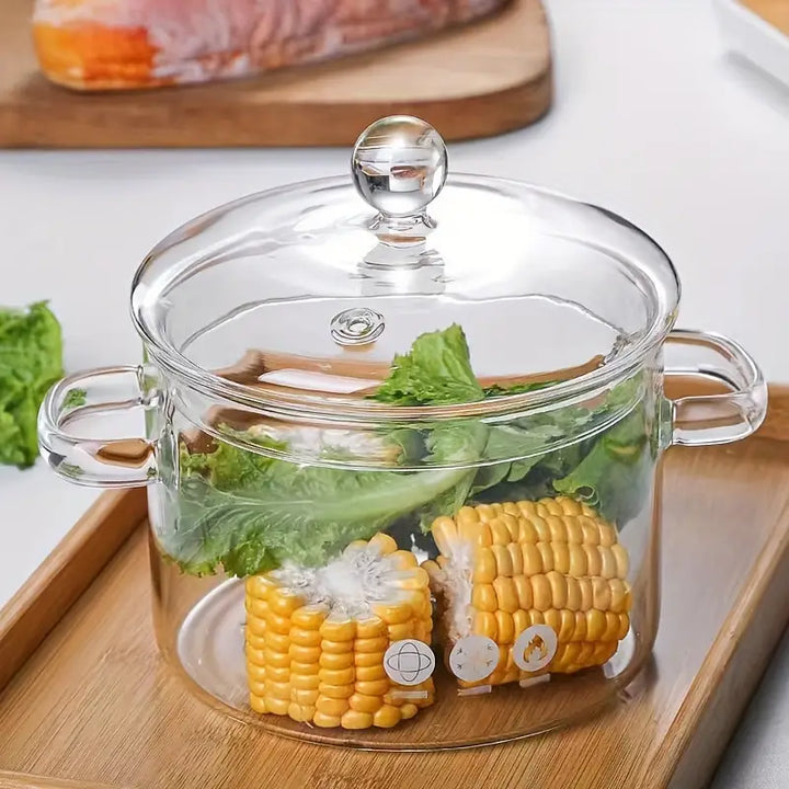 Robuster, transparenter ClearCook Kochtopf, unverzichtbares Küchenutensil für moderne Küchen.