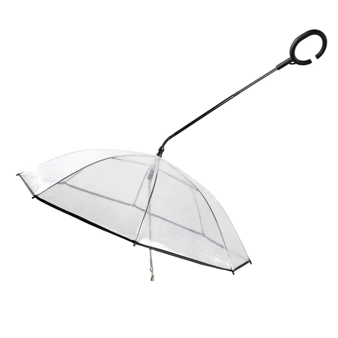 Wetterfester transparenter Hunde-Regenschirm, ideales Hundezubehör für kleine und mittelgroße Hunde.