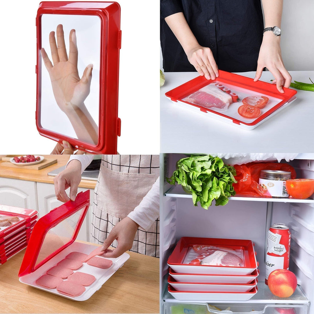 Frischhaltetablett mit Käse und Wurst, ideal zur Organisation und um Lebensmittel länger frisch zu halten.
