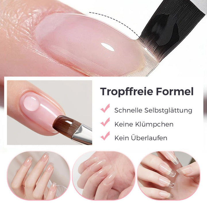 Vorher/Nachher: Nagelverstärkung mit Makellose Nagelbasis Haftgel für langlebige Gelnägel.