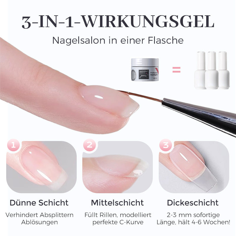 Pinsel trägt transparentes Haftgel auf. Makellose Nagelbasis für dauerhafte Gelnägel & Nagelpflege.