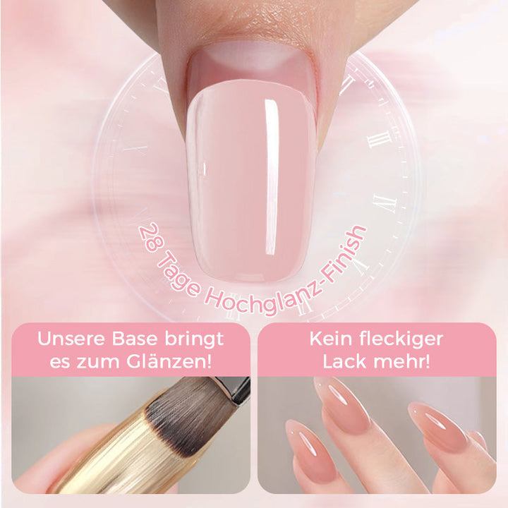 Elegante Flasche Makellose Nagelbasis Haftgel. Transparentes Nagelgel für professionelle Maniküre.